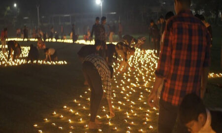 Odisha: School students of Bhubaneswar lit up 1 lakh Diyas following Pran Pratistha of Lord Ram