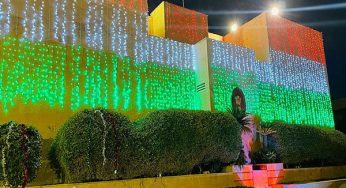 Indian Embassy in Riyadh lit in tricolour to celebrate India’s 75th Republic Day