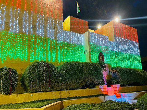Indian Embassy in Riyadh lit in tricolour to celebrate India’s 75th Republic Day