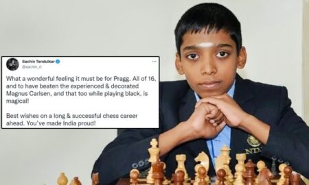Cricket Lord Sachin Tendulkar praises Praggnanandhaa for becoming India's No.1 chess player