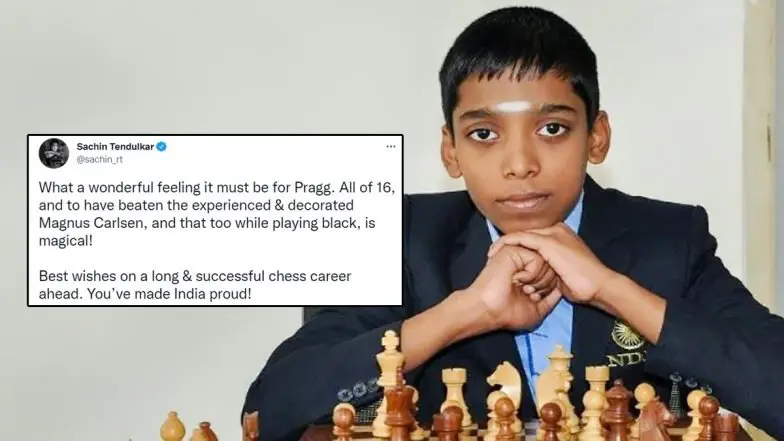 Cricket Lord Sachin Tendulkar praises Praggnanandhaa for becoming India's No.1 chess player