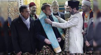 French President Emmanuel Macron visits Hazrat Nizamuddin Aulia Dargah in Delhi