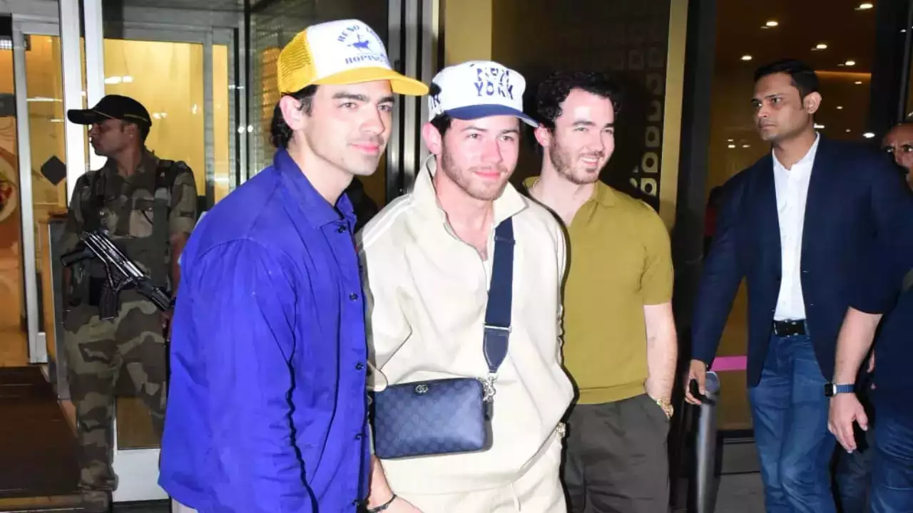 Nick Jonas with brothers Kevin, Joe arrive in Mumbai ahead of their 'Lollapalooza' show