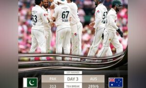 Mitchell Marsh's fifty in the third straight Test and his partnership with wicketkeeper-batsman Alex Carey put Australia close to a lead at the end of the second session on day 3 of 2 test.