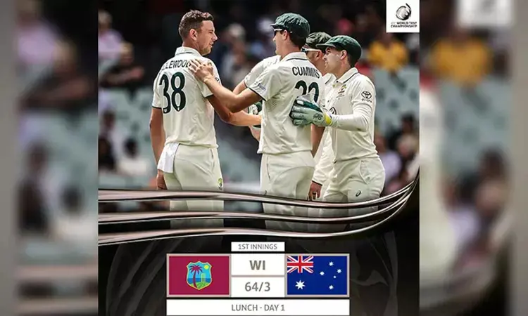 Pat Cummins, Hazlewood shine to restrict West Indies at 643 Day 1, Lunch