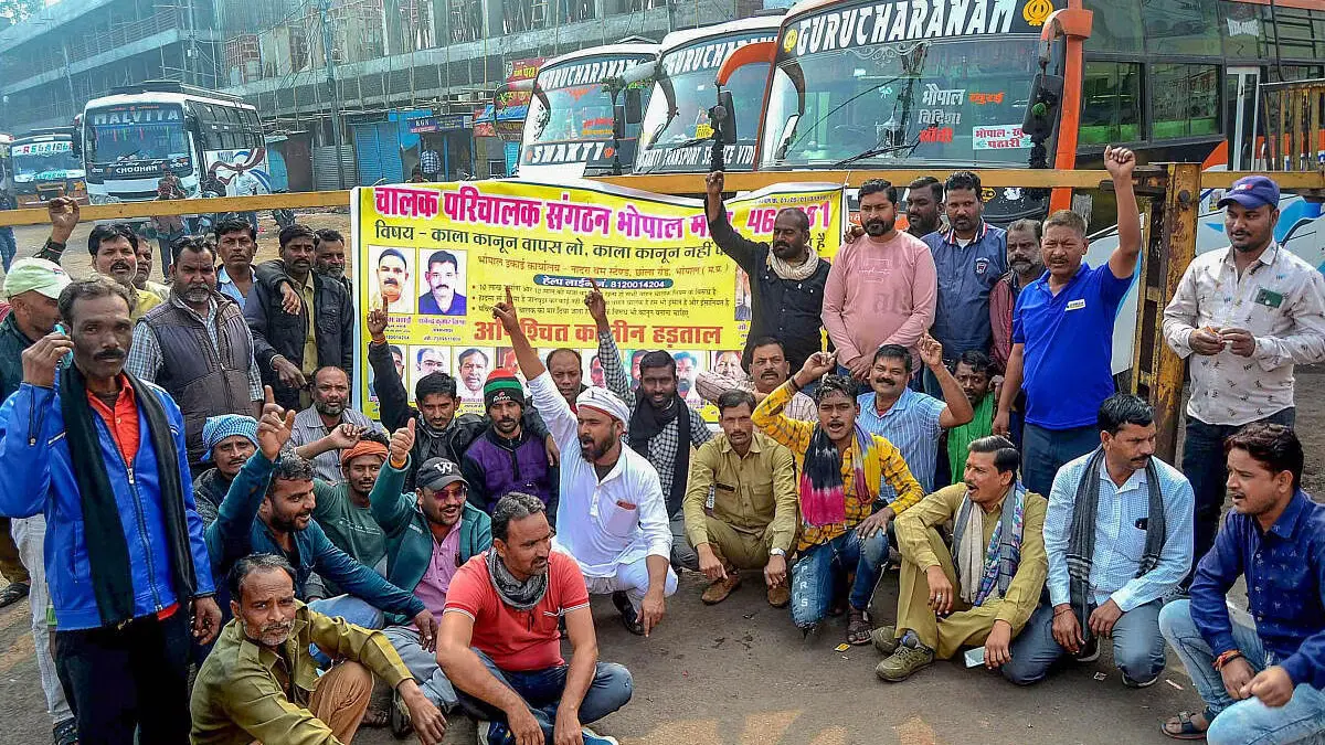 Protest against new hit-and-run law affects city bus services in MP's Indore