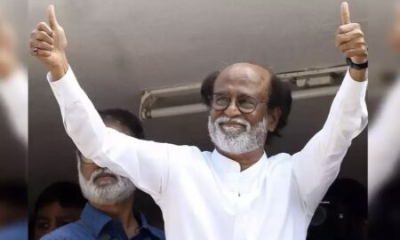 Rajinikanth greets fans gathered outside his residence on New Year