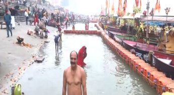 Devotees take holy dip at Ayodhya’s Saryu Ghat on the occasion of Makar Sankranti