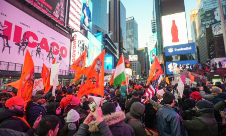 NYC: Times Square echoes with 'Jai Shree Ram' chants as hundreds celebrate 'Pran Pratishtha' in Ayodhya