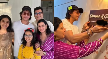 Shah Rukh Khan puts a nameplate and attends Producer Gaurav Verma’s housewarming ceremony