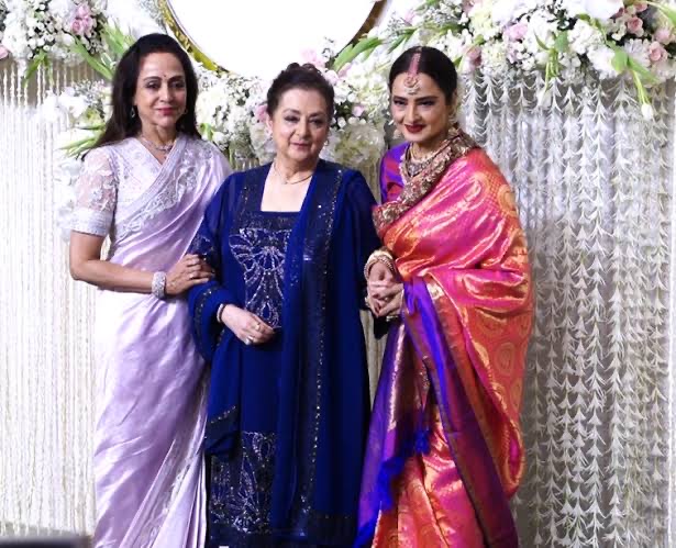 Yesteryear actresses Hema Malini, Rekha, Saira Banu reunite at Ira Khan’s wedding reception