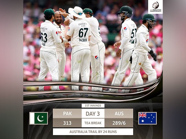 Mitchell Marsh's fifty in the third straight Test and his partnership with wicketkeeper-batsman Alex Carey put Australia close to a lead at the end of the second session on day 3 of 2 test.