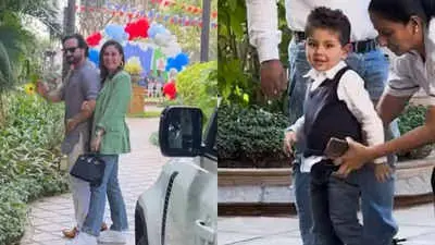 Kareena, Saif arrive in style for their son Jeh’s birthday party
