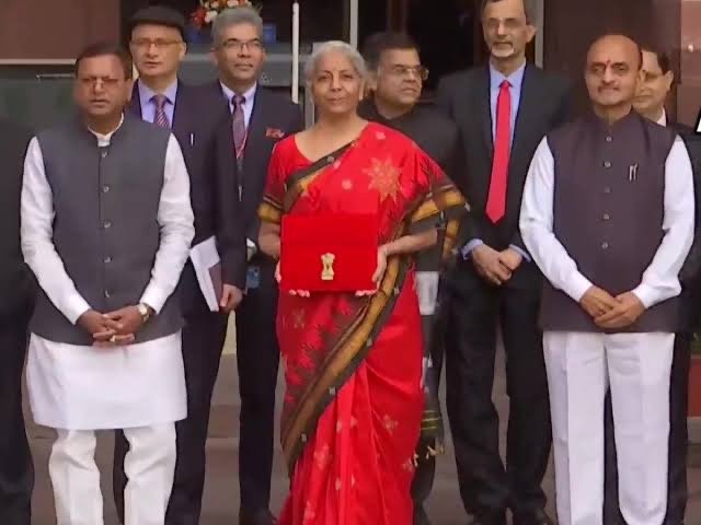 Nirmala Sitharaman arrives at Finance Ministry ahead of Budget 2024