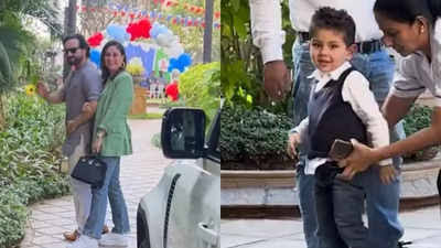 Kareena, Saif arrive in style for their son Jeh’s birthday party