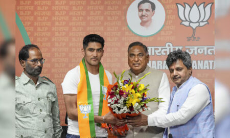 Boxer and Congress leader Vijender Singh joins BJP ahead of Lok Sabha elections