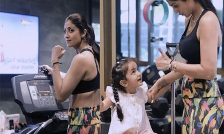 Shilpa Shetty workouts with daughter Samisha on World Health Day