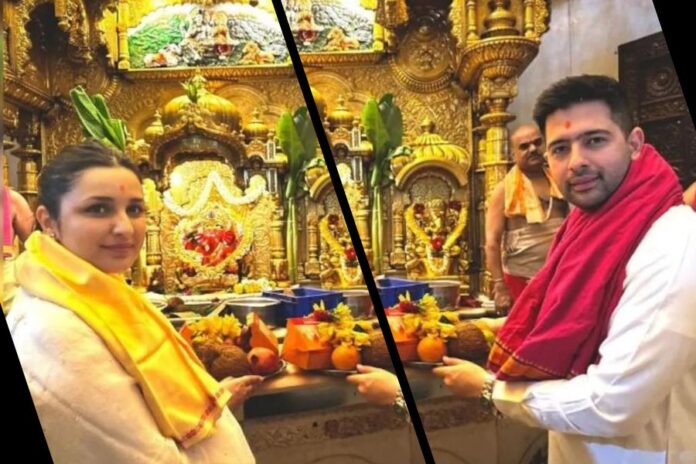 Parineeti Chopra and Raghav Chadha Visit Siddhivinayak Temple