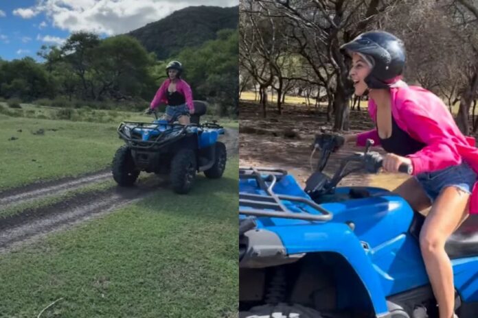 Shehnaaz Gill Thrills Fans with First-Time Quad Biking Adventure in Mauritius