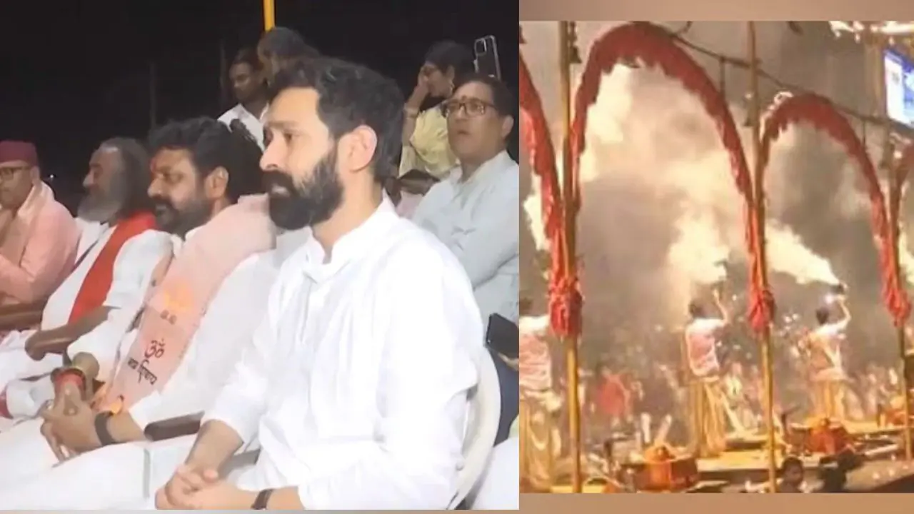 Vikrant Massey Immersed in Spiritual Serenity: Attends Ganga Aarti in Varanasi