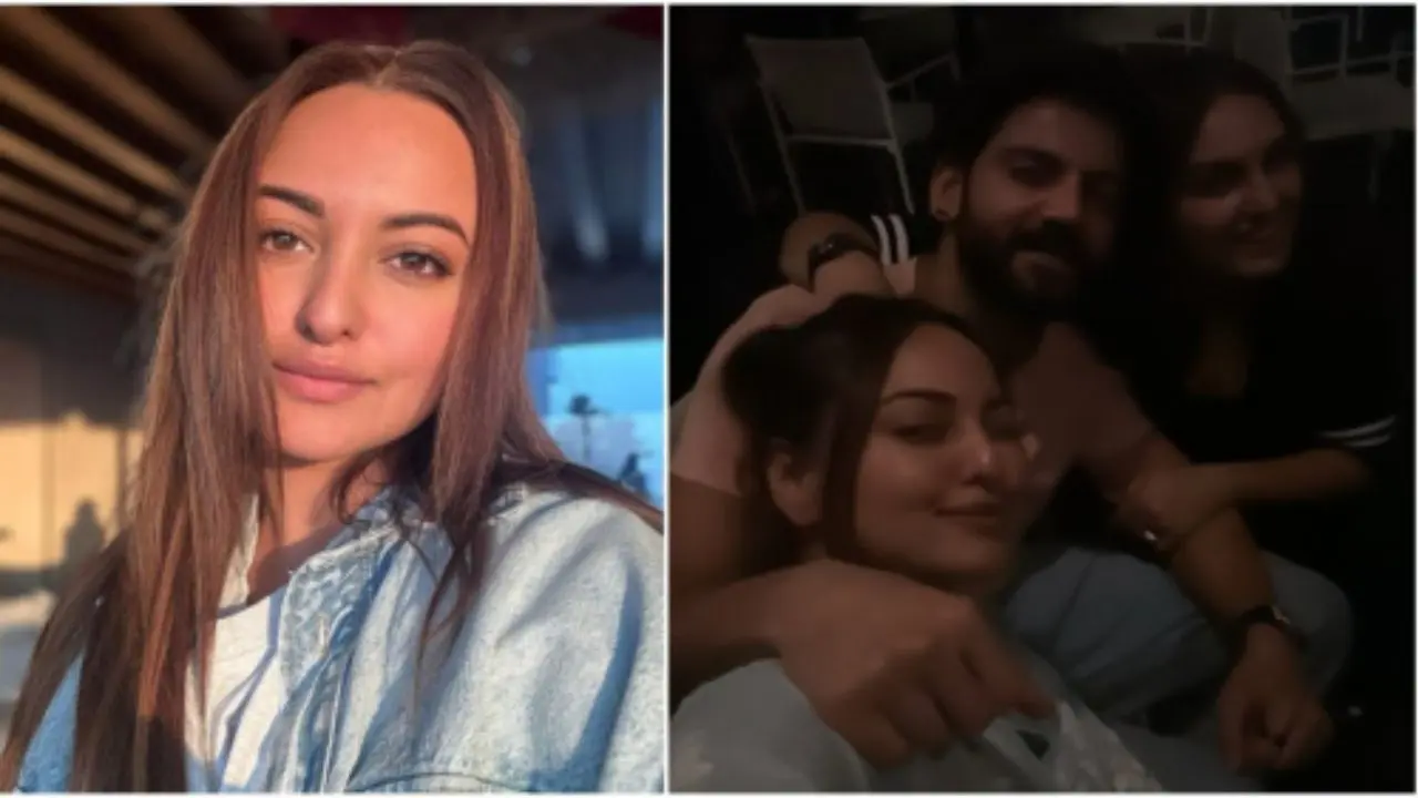Sonakshi Sinha Enjoys Gossip Session with Zaheer Iqbal and Huma Qureshi