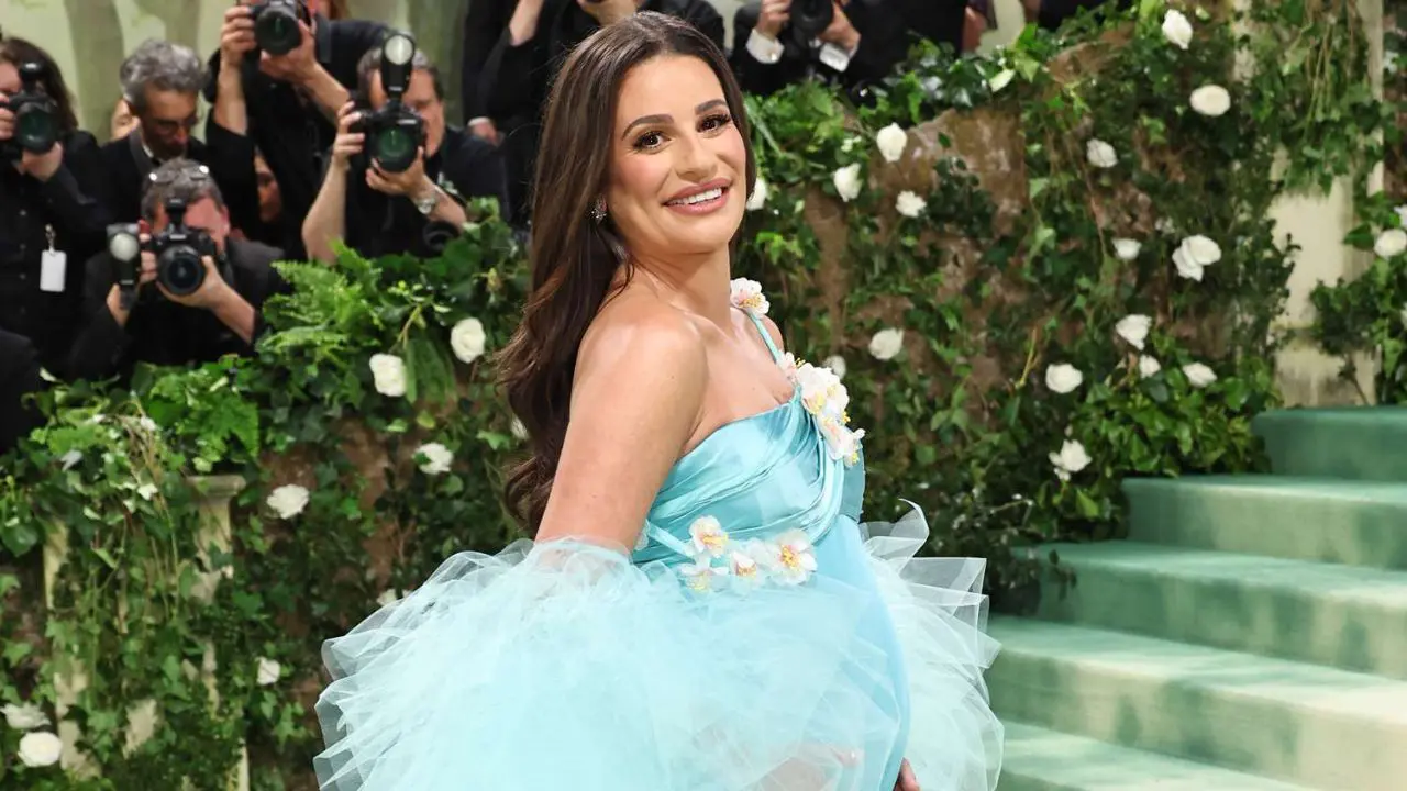 Lea Michele Glows in Blue, Flaunting Baby Bump at Met Gala 2024