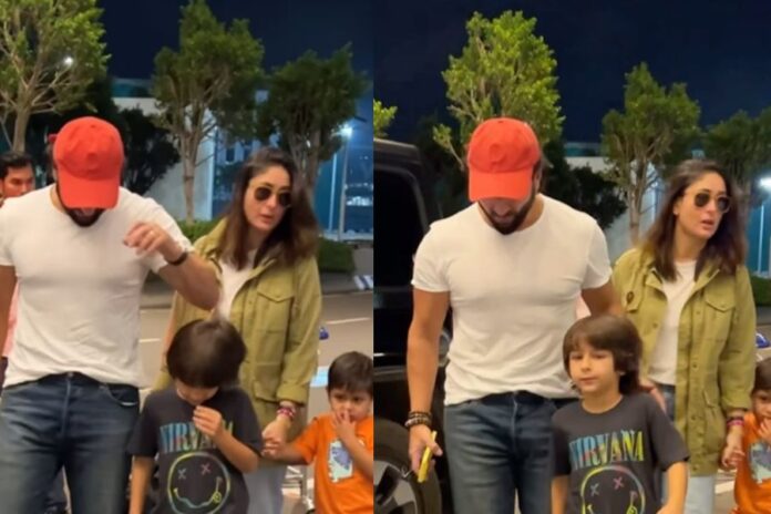 Saif and Kareena's Stylish Airport Appearance with Sons Taimur and Jeh