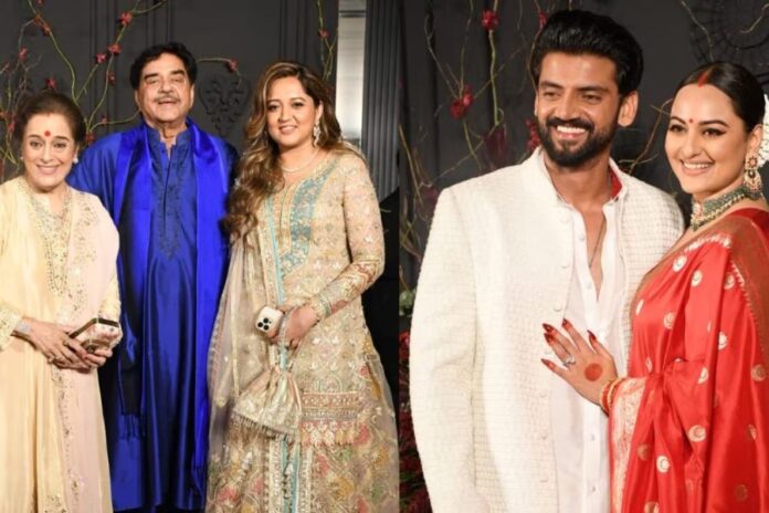 Sonakshi Sinha and Zaheer Iqbal's Reception: Proud Parents Shatrughan and Poonam Sinha Join Star-Studded Celebration