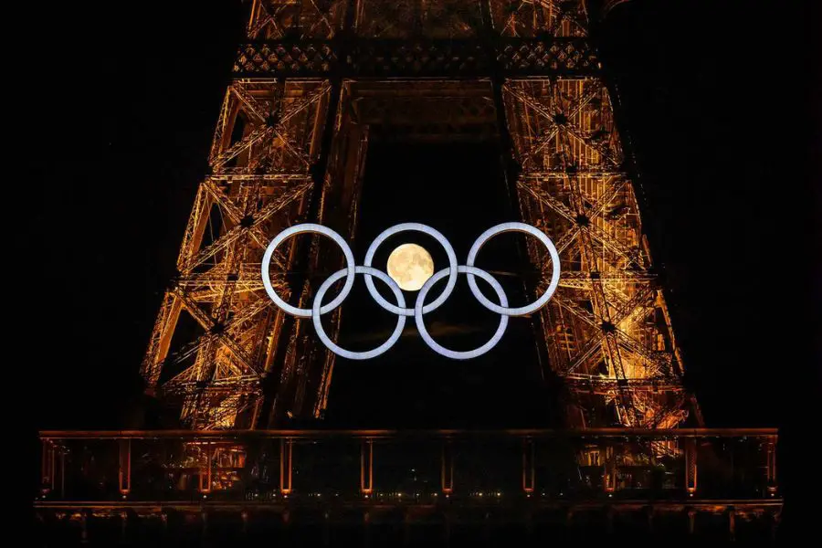 Eiffel Tower Adorned with Olympic Rings Ahead of Opening Ceremony