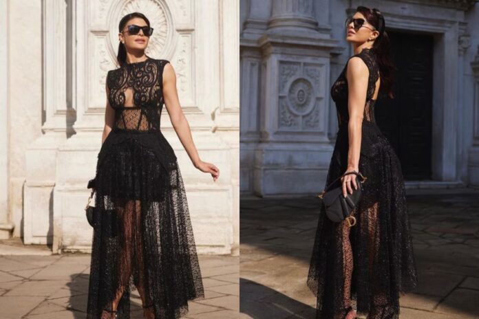 Jacqueline Fernandez Shines in Black at India Couture Week 2024