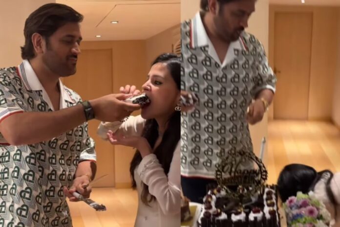 MS Dhoni's 43rd Birthday: Sakshi Dhoni Playfully Seeks Blessings in Adorable Video