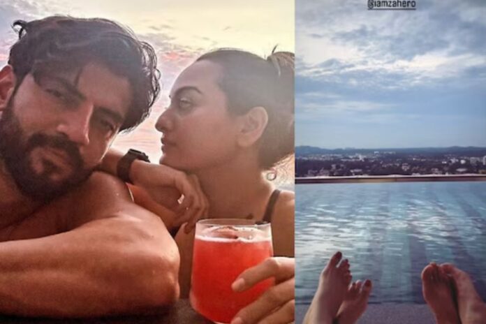 Sonakshi Sinha Shares Romantic Poolside Moments with Zaheer Iqbal