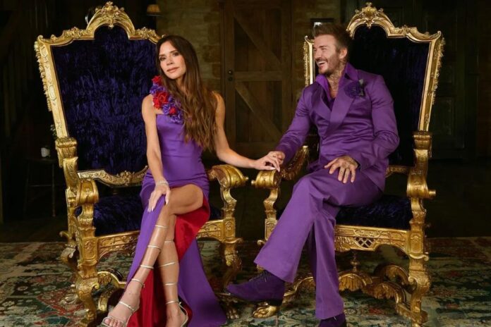 Victoria and David Beckham Celebrate 25th Anniversary in Iconic Purple Outfits