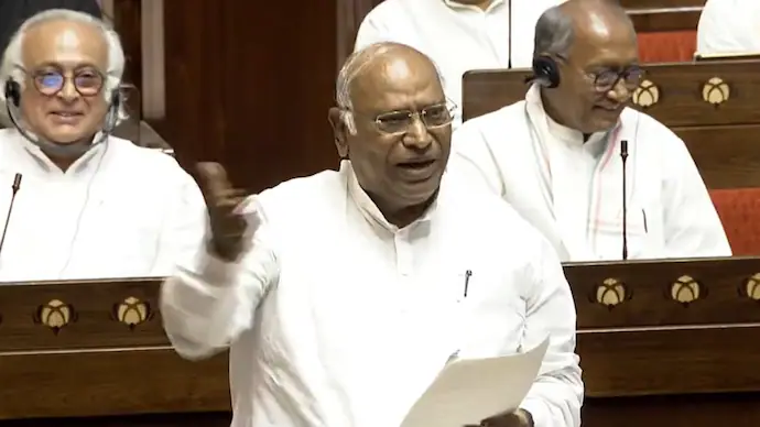 Mallikarjun Kharge Criticizes PM Modi and BJP in Rajya Sabha