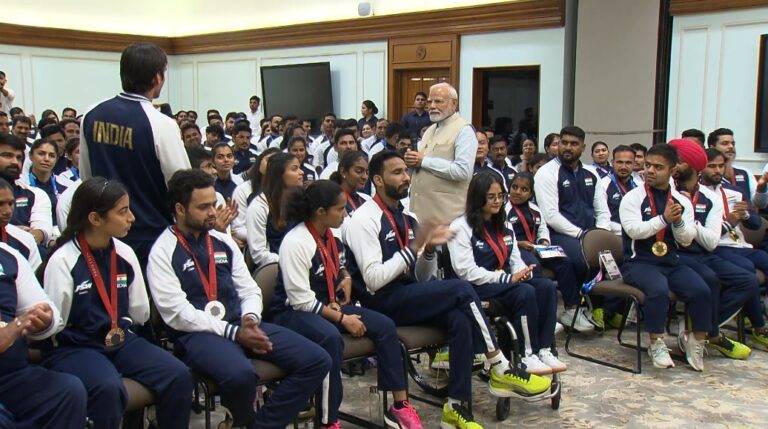 PM Modi Hosts Indian Paralympians At His Residence
