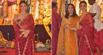 Alia Bhatt Gracefully Donning A Beautiful Saree AS She Seeks Blessings At Durga Puja Pandal