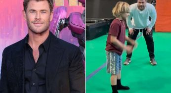 Watch Out Cute Video Of Chris Hemsworth Teaching His Son Backflip Technique