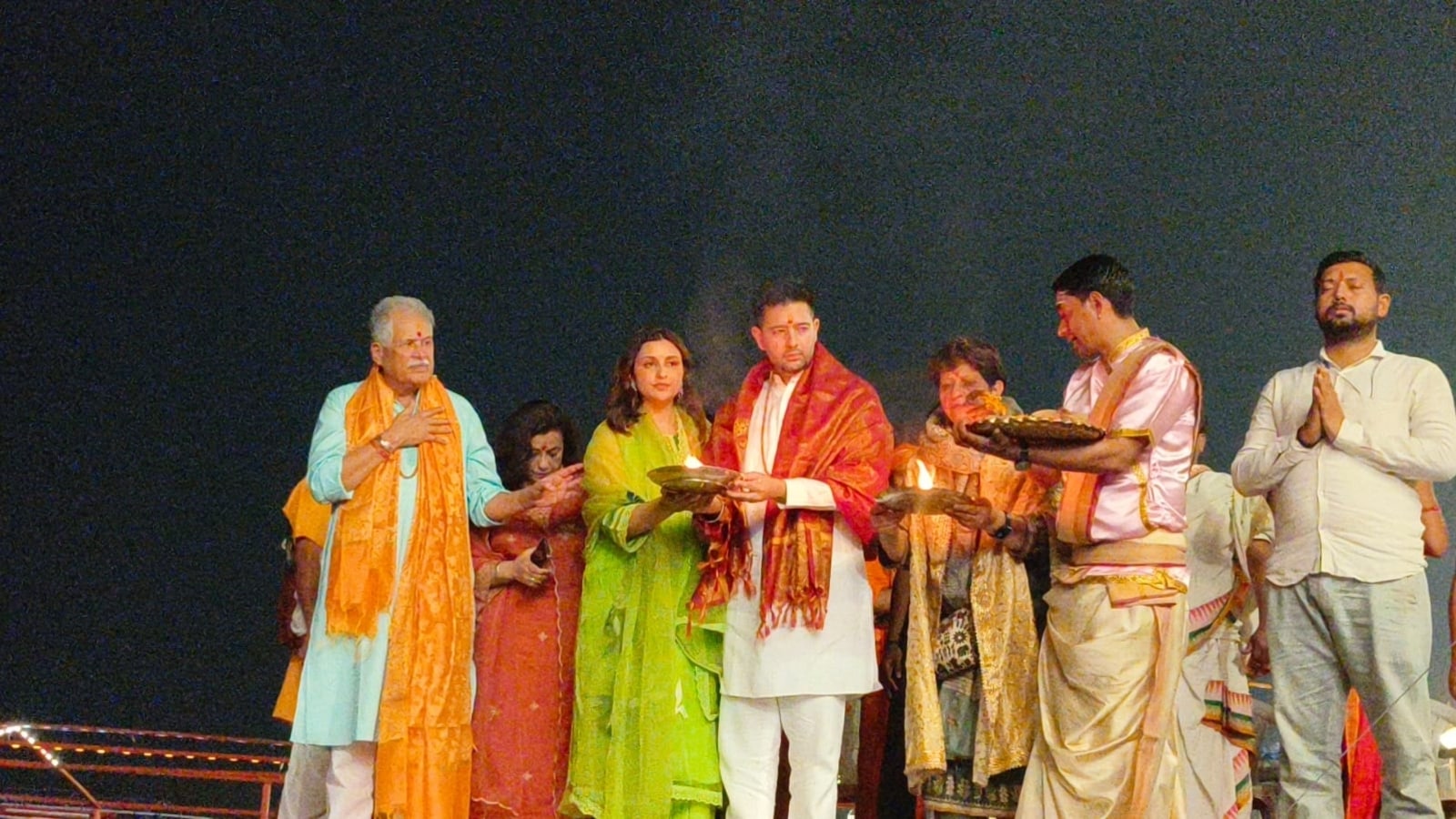 Parineeti Chopra and Raghav Chadha Seek Blessings at Varanasi’s Ganga Aarti