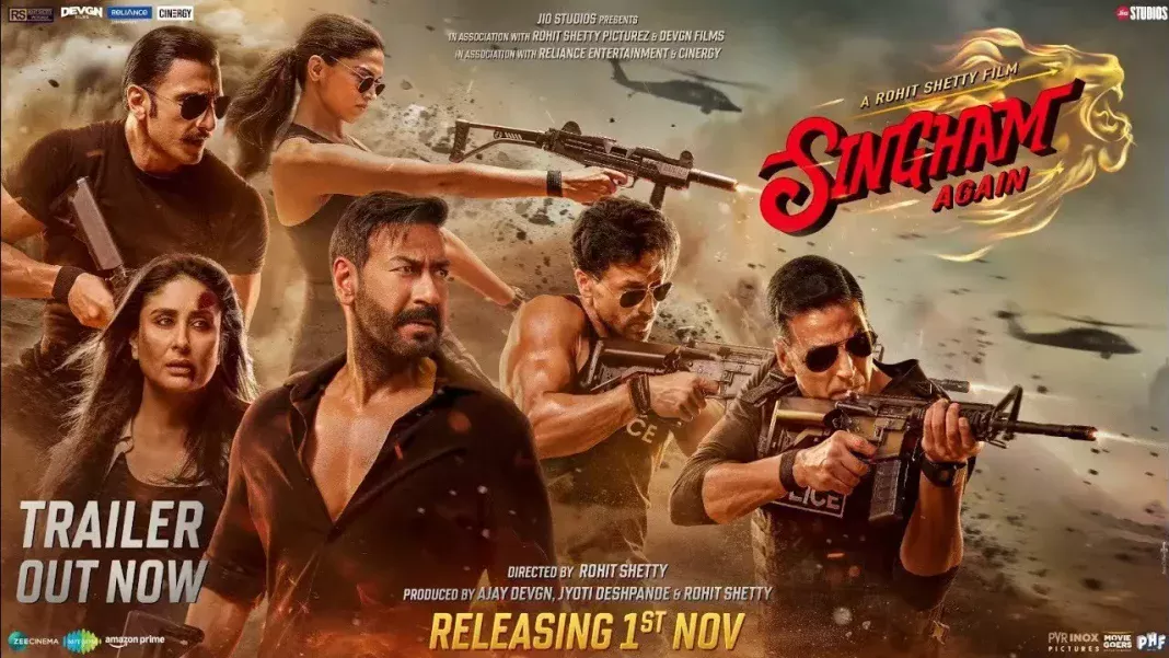 “Singham Again” Roars Past ₹100 Crore Worldwide in Just Two Days: Ajay Devgn and Rohit Shetty’s Cop Universe Triumphs