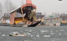 Dal Lake Freezes Over as Srinagar Shivers at -7°C Amid Intense Coldwave