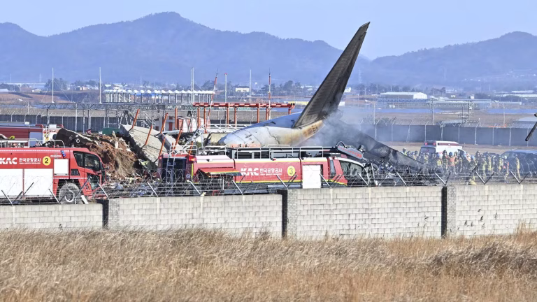 Terrifying Video Captures Plane Skidding Off Runway and Crashing at South Korea Airport