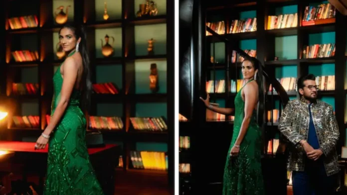 Wow! PV Sindhu Stuns in an Emerald Green Gown at Her Sangeet, Setting New Fashion Goals