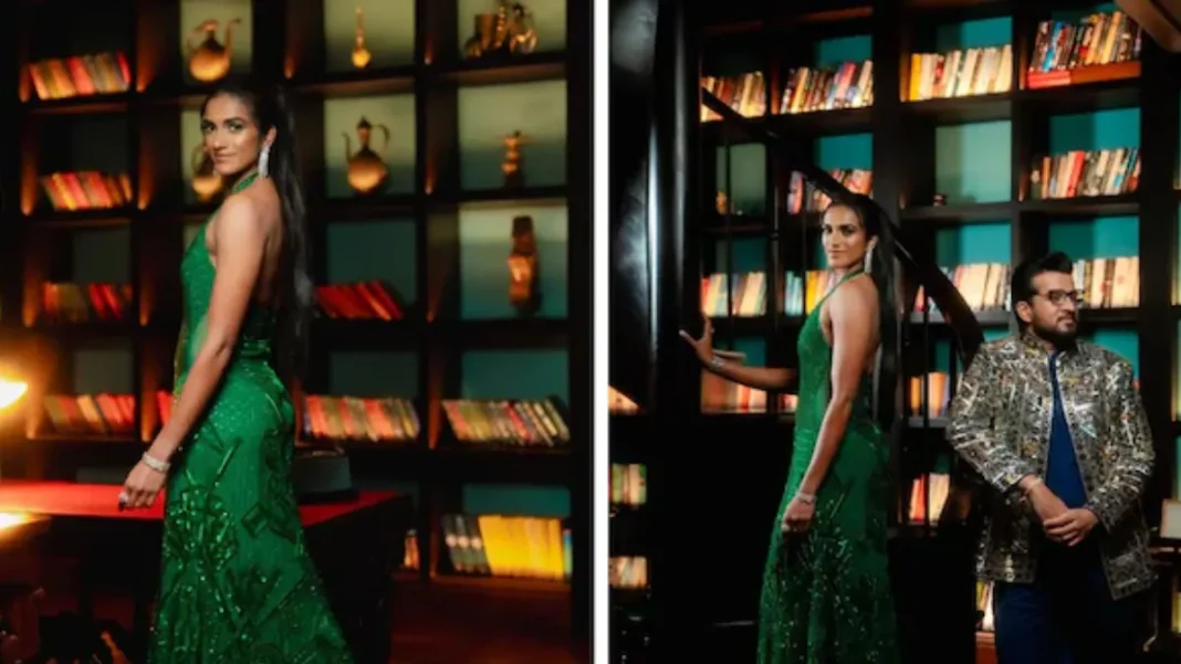 Wow! PV Sindhu Stuns in an Emerald Green Gown at Her Sangeet, Setting New Fashion Goals
