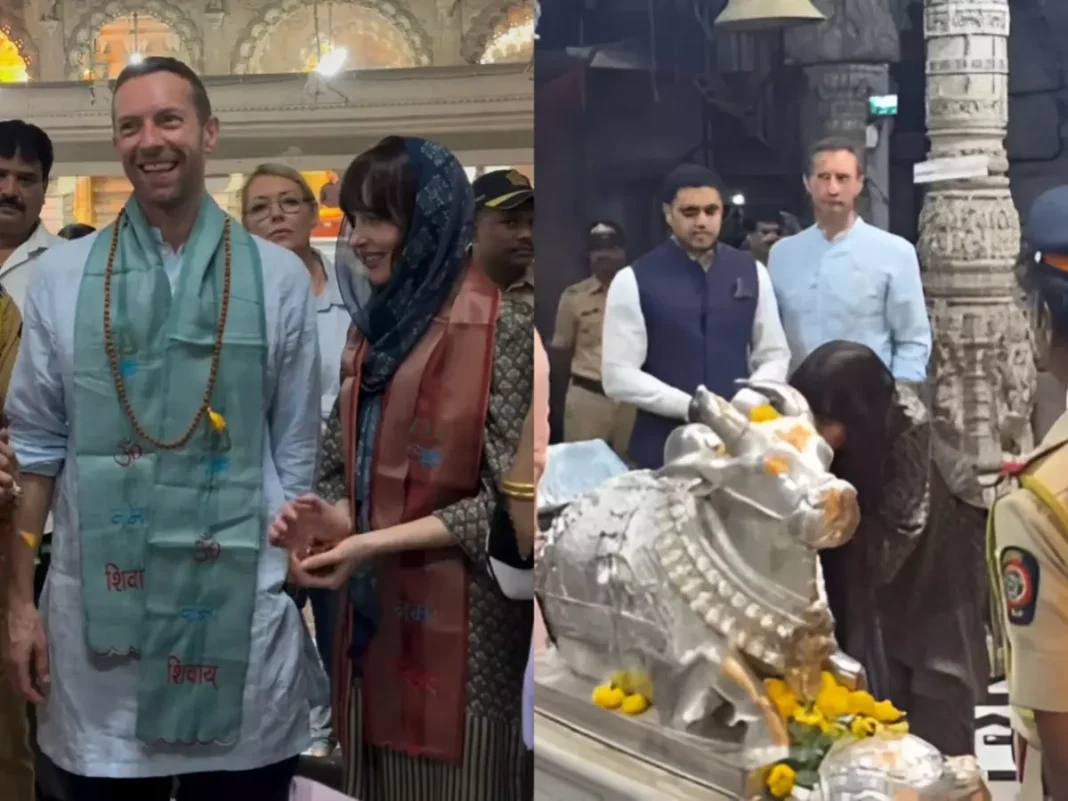 Coldplay's Chris Martin, Dakota Johnson Visit Shiva Temple, Whisper Wish In Nandi Ears Ahead Of Concert In Mumbai