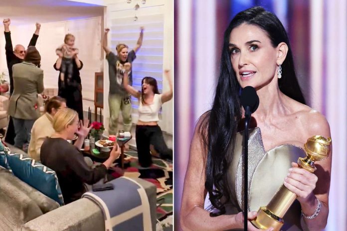 Take A Look At Demi Moore's Powerful Speech And Family's Celebration As She Accepts Golden Globes Award