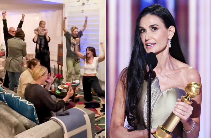 Take A Look At Demi Moore's Powerful Speech And Family's Celebration As She Accepts Golden Globes Award