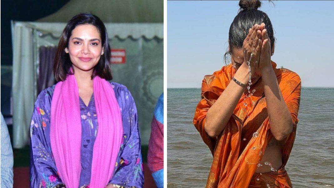 Esha Gupta Takes Holy Dip At Triveni Sangam
