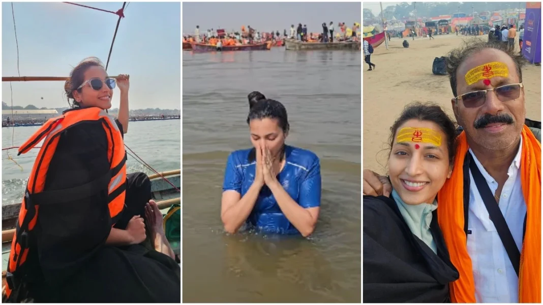 KGF Actress Srinidhi Shetty Takes Holy Dip At Triveni Sangam In Prayagraj