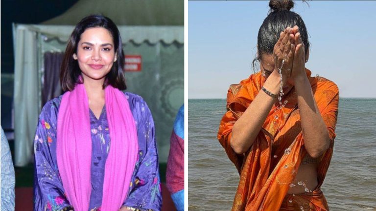 Esha Gupta Takes Holy Dip At Triveni Sangam