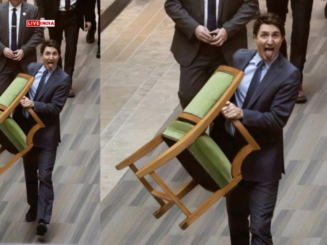 Justin Trudeau’s Playful Exit from Parliament Goes Viral – Chair in Hand, Tongue Sticking Out